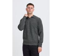 Polokragenpullover BLEND "BHBRANKO POLO SPLITN.", Herren, Gr. S, iron gate melange, Strick, Obermaterial: 60% Wolle, 40% Nylon, meliert, unifarben, regular fit hüftlang, V-Ausschnitt, Strickbündchen,