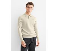 Polokragenpullover BOSS ORANGE "Asac Cotton Wool", Herren, Gr. 3XL, beige (light beige271), Strick, Obermaterial: 85% Baumwolle, 15% Kapok, unifarben, regular fit hüftlang, V-Ausschnitt, Bündchen, Pul