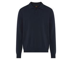 Polokragenpullover BOSS ORANGE "Asac Cotton Wool", Herren, Gr. M, blau (dunkelblau404), Strick, Obermaterial: 85% Baumwolle, 15% Kapok, regular fit hüftlang, V-Ausschnitt, Bündchen, Pullover, mit Logo