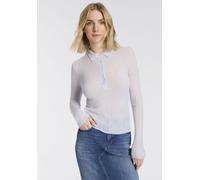 Polokragenpullover BOSS ORANGE "Fuganel Premium Damenmode", Damen, Gr. XL (42), light, pastel blau 456, Strick, Obermaterial: 60% Schurwolle, 40% Polyamid, unifarben, figurbetont hüftlang, Strickkante