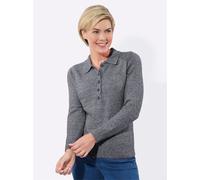 Polokragenpullover CLASSIC BASICS "Polopullover", Damen, Gr. 36, schwarz, ecru, meliert, 50% Viskose, 25% Polyester, 25% Polyamid, meliert, Pullover (24814659-36) schwarz, ecru, meliert