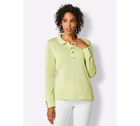 Polokragenpullover CREATION L PREMIUM "Baumwoll-Pullover", Damen, Gr. 44, grün (pistazie), 97% Baumwolle, 2% Polyamid, 1% Polyester, unifarben, Pullover (12538734-44) pistazie