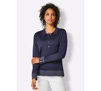 Polokragenpullover CREATION L PREMIUM "Baumwoll-Pullover", Damen, Gr. 46, blau (marine), 97% Baumwolle, 2% Polyamid, 1% Polyester, unifarben, Pullover (29497865-46) marine