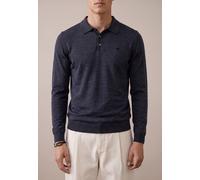Polokragenpullover FYNCH-HATTON, Herren, Gr. S, navy, Strick, Obermaterial: 100% Wolle, bestickt, unifarben, regular fit hüftbedeckend, Rundhals, Flachstrickbündchen, Pullover, Langarm mit Knopfleiste