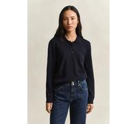 Polokragenpullover GANT "SUPERFINE LAMBSWOOL", Damen, Gr. XL, schwarz (evening blau), Strick, Obermaterial: 100% Wolle, regular fit normal, Rippbündchen, Pullover, aus reiner Wolle (79390802-XL) eveni