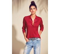 Polokragenpullover HEINE "Polopullover", Damen, Gr. 38, rot, 100% Baumwolle, unifarben, Pullover (68729028-38) rot