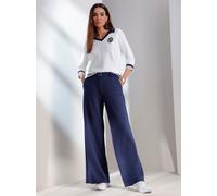 Polokragenpullover HEINE "Polopullover", Damen, Gr. 50, ecru, marine, 100% Baumwolle, gemustert, mehrfarbig, Pullover (24363300-50) ecru, marine