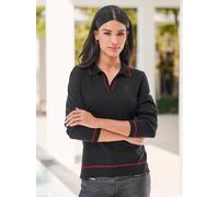 Polokragenpullover HEINE "Pullover", Damen, Gr. 48, schwarz, 100% Polyacryl, gemustert, mehrfarbig, Pullover (91540153-48) schwarz