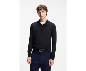 Polokragenpullover HUGO "San Pippo", Herren, Gr. XL, schwarz (navy410), Strick, Obermaterial: 72% Viskose, 28% Polyester, unifarben, slim fit normal, Rundhals, Bündchen, Pullover, Polokragen, Feinstri