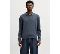 Polokragenpullover JACK & JONES "JJEBASIC KNIT LS POLO SN", Herren, Gr. L, turbulence, Strick, Obermaterial: 100% Baumwolle, unifarben, normal normal, ohne Ausschnitt, Bündchen, Pullover, Baumwolle, n