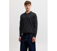 Polokragenpullover JACK & JONES "JJEBASIC KNIT LS POLO SN", Herren, Gr. S, schwarz, Strick, Obermaterial: 100% Baumwolle, unifarben, normal normal, ohne Ausschnitt, Bündchen, Pullover, Baumwolle, norm