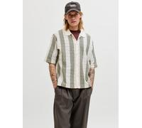 Polokragenpullover JACK & JONES "JORTYLER KNIT SS POLO SN", Herren, Gr. XL, sea salt stripes:sea grass, Feinstrick, Obermaterial: 50% Baumwolle, 50% Polyester, gestreift, relaxed fit normal, Rundhals,