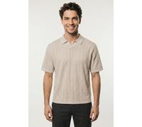 Polokragenpullover JACK & JONES "JORTYLER KNIT SS SPLIT NECK POLO SN", Herren, Gr. L, feather gray, Strick, Obermaterial: 50% Baumwolle, 50% Polyester, gemustert, regular fit normal, ohne Ausschnitt, 