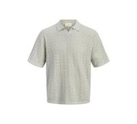 Polokragenpullover JACK & JONES "JORTYLER KNIT SS SPLIT NECK POLO SN", Herren, Gr. XS, seagrass, Strick, Obermaterial: 50% Baumwolle, 50% Polyester, gemustert, regular fit normal, ohne Ausschnitt, Bün