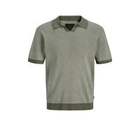 Polokragenpullover JACK & JONES "JPRBLAHUDSON KNIT SPLIT NECK SS SN", Herren, Gr. M, smokey olive detail:twist, Strick, Obermaterial: 100% Baumwolle, meliert, normal, V-Ausschnitt, Pullover, Baumwolle
