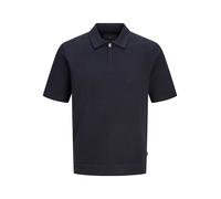 Polokragenpullover JACK & JONES "JPRBLAMILANO SPRING KNIT ZIP POLO SS SN", Herren, Gr. L, night sky, Strick, Obermaterial: 83% Baumwolle, 17% Polyester, unifarben, normal, Rundhals, Bündchen, Pullover