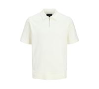 Polokragenpullover JACK & JONES "JPRBLAMILANO SPRING KNIT ZIP POLO SS SN", Herren, Gr. S, weiß (cloud dancer), Strick, Obermaterial: 83% Baumwolle, 17% Polyester, unifarben, normal, Rundhals, Bündchen