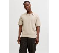 Polokragenpullover JACK & JONES "JPRBLAMILANO SPRING SPLIT NECK SS SN", Herren, Gr. L, ancient scroll, Strick, Obermaterial: 83% Baumwolle, 17% Polyester, unifarben, regular fit normal, V-Ausschnitt,