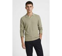 Polokragenpullover JACK & JONES "JPRBLURILEY KNIT SPLIT NECK LS SN", Herren, Gr. M, beige (lemon pepper detail:twist), Strick, Obermaterial: 100% Baumwolle, unifarben, normal, V-Ausschnitt, Pullover (