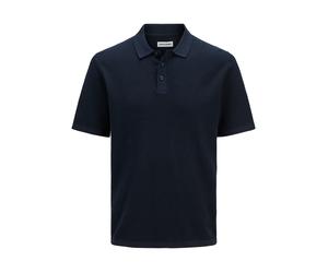 Polokragenpullover "JJEGEORGE KNIT POLO SS SN PLS", Herren, Gr. 4XL, navy blazer, Strick, Obermaterial: 85% Baumwolle, 15% Polyester, JACK & JONES PLUSSIZE, unifarben, relaxed fit normal, Rundhals, Fl