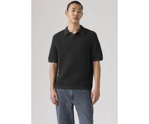 Polokragenpullover LEVI'S "LAGUNA SWEATER POLO", Herren, Gr. M, schwarz phantom, Strick, Obermaterial: 100% Baumwolle, regular fit normal, ohne Ausschnitt, Rippbündchen, Pullover, mit Strickmuster (25