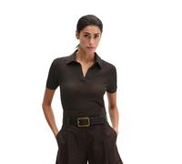 Polokragenpullover MARC O'POLO "aus edlem Viskose-Leinen-Mix", Damen, Gr. XXL, burnt coffee, Obermaterial: 73% Viskose, 14% Polyester, 13% Leinen, unifarben, Pullover (32894432-XXL) burnt coffee