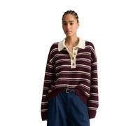Strickpullover MARC O'POLO DENIM "aus kuscheligem Alpakawolle-Mix", Damen, Gr. L, rot (medium braun melange), Obermaterial: 33% Polyamid, 32% Alpaka, 32% Schurwolle, 3% Elasthan, gestreift, Pullover S