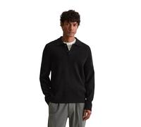 Polokragenpullover MARC O'POLO DENIM "relaxed fit mit Flachstrickkragen und Knopfleiste", Herren, Gr. XXL, schwarz, Strick, Obermaterial: 55% Polyamid, 45% Baumwolle, relaxed fit normal, Bündchen, Pul