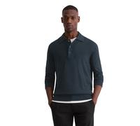 Polokragenpullover MARC O'POLO "regular fit aus Bio-Baumwoll-Bouclé", Herren, Gr. M, schwarz navy, Strick, Obermaterial: 94% Baumwolle, 6% Polyester, regular fit normal, Bündchen, Pullover (90095107-M