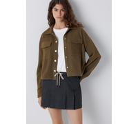 Polokragenpullover MAVI "BUTTON SWEATSHIRT", Damen, Gr. M, braun (schwarz olive), Stoff, 73% Polyester, 27% Viskose, unifarben, lässig geschnitten kurz, ohne Ausschnitt, normaler Saum, Pullover, Overs