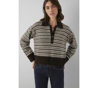 Polokragenpullover MAVI "POLO NECK TRICOT", Damen, Gr. S, schwarz coffee stripe, Stoff, 78% Acryl, 22% Polyester, gestreift, normal normal, ohne Ausschnitt, normaler Saum, Pullover, Pullover Gestreift