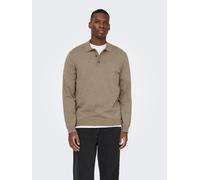 Polokragenpullover ONLY & SONS "ONSLOUI REG 12 LS MEL POLO KNIT", Herren, Gr. M, beige (desert taupe detail:melange), Strick, Obermaterial: 60% Baumwolle, 20% Nylon, 20% Viskose, meliert, regular fit