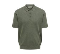 Polokragenpullover ONLY & SONS "ONSLOUI REG 12 SS MEL POLO KNIT NOOS", Herren, Gr. M, castor gray detail:melange, Strick, Obermaterial: 60% Baumwolle, 20% Nylon, 20% Viskose, meliert, regular fit norm