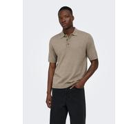 Polokragenpullover ONLY & SONS "ONSLOUI REG 12 SS MEL POLO KNIT NOOS", Herren, Gr. M, desert taupe detail:melange, Strick, Obermaterial: 60% Baumwolle, 20% Nylon, 20% Viskose, meliert, regular fit nor