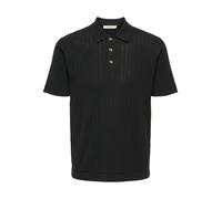 Polokragenpullover ONLY & SONS "ONSMOON REG 12 SS POLO KNIT NOOS", Herren, Gr. M, schwarz, Strick, Obermaterial: 80% Baumwolle, 20% Nylon, unifarben, regular fit normal, ohne Ausschnitt, Pullover (167