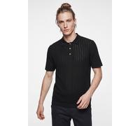 Polokragenpullover ONLY & SONS "ONSMOON REG 12 SS POLO KNIT NOOS", Herren, Gr. S, schwarz, Strick, Obermaterial: 80% Baumwolle, 20% Nylon, unifarben, regular fit normal, ohne Ausschnitt, Pullover, Bau