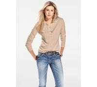 Polokragenpullover "Polopullover", Damen, Gr. 44, beige, 100% Baumwolle, B.C. BEST CONNECTIONS BY HEINE, unifarben, Pullover, Topseller (90802000-44) beige