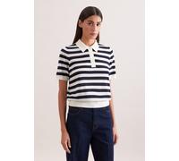 Polokragenpullover SEIDENSTICKER, Damen, Gr. XS, marine, 90% Wolle, 10% Seide, gestreift, regular fit, Pullover, Polo Gestreift (11316967-XS) marine