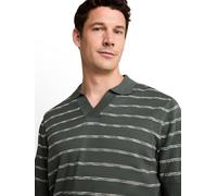 Polokragenpullover TOM TAILOR, Herren, Gr. 3XL, schwarzest olive weiß stripe, Strick, Obermaterial: 100% Baumwolle, gestreift, regular fit hüftbedeckend, V-Ausschnitt, Bündchen, Pullover, Sommer-Polo