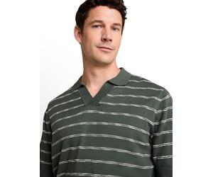 Polokragenpullover TOM TAILOR, Herren, Gr. 3XL, schwarzest olive weiß stripe, Strick, Obermaterial: 100% Baumwolle, gestreift, regular fit hüftbedeckend, V-Ausschnitt, Bündchen, Pullover, Sommer-Polo