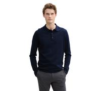 Polokragenpullover TOM TAILOR, Herren, Gr. L, blau (sky captain blau), Strick, Obermaterial: 65% Baumwolle, 30% Lyocell, 5% Elasthan, unifarben, regular fit taillenbedeckt, Pullover, mit Seide (601281