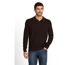 Polokragenpullover TOM TAILOR, Herren, Gr. XXL, braun (schwarz chocolate braun melange), Strick, Obermaterial: 100% Baumwolle, unifarben, regular fit hüftbedeckend, Rundhals, Bündchen, Pullover, unifa