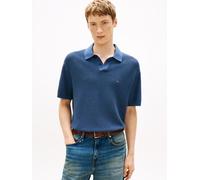 Polokragenpullover TOMMY HILFIGER "COOL TOUCH STRUCTURE", Herren, Gr. S, aegean sea heather, Strick, Obermaterial: 100% Baumwolle, unifarben, regular fit normal, Rundhals, eingesetzt gerader Abschluss