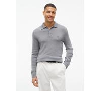 Polokragenpullover TOMMY HILFIGER "LAMBSWOOL LS POLO", Herren, Gr. L, grau (medium grau heather), Strick, Obermaterial: 100% Wolle, regular fit normal, Rippbündchen, Pullover, aus reiner Lammwolle (20
