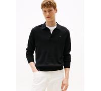 Polokragenpullover TOMMY HILFIGER "PIMA ORG CTN CASHMERE LS", Herren, Gr. XL, schwarz, Strick, Obermaterial: 92% Baumwolle, 8% Kaschmir, regular fit, Pullover, Flag-Stickerei auf Brust (67177362-XL) s