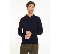 Polokragenpullover TOMMY HILFIGER "PIMA ORG CTN CASHMERE LS", Herren, Gr. XXL, blau (desert sky), Strick, Obermaterial: 92% Baumwolle, 8% Kaschmir, unifarben, regular fit, Pullover, Flag-Stickerei auf