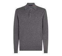 Polokragenpullover TOMMY HILFIGER "PIMA ORG CTN CASHMERE LS POLO", Herren, Gr. XL, medium grau heather, Strick, Obermaterial: 92% Baumwolle, 8% Kaschmir, casual, regular fit, Langarm, Pullover, Flag-S