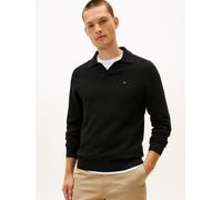 Polokragenpullover TOMMY HILFIGER "SEASONAL STRUCTURE", Herren, Gr. M, schwarz, Strick, Obermaterial: 100% Baumwolle, normal normal, Rippbündchen, Pullover, mit Struktur, Polokragen, regular fit (7592