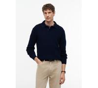 Polokragenpullover TOMMY HILFIGER "WAFFLE STRUCTURE RUGBY", Herren, Gr. XL, blau (carbon navy), Strick, Obermaterial: 100% Baumwolle, relaxed fit normal, Pullover, Relaxed Fit (38215057-XL) carbon nav