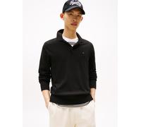 Polokragenpullover TOMMY JEANS "TJM SLIM ESSENTIAL POLO SWEATER", Herren, Gr. XL, schwarz, Strick, Obermaterial: 100% Baumwolle, slim fit kurz, Rippstrickbündchen, Pullover, mit Logostickerei (7861645